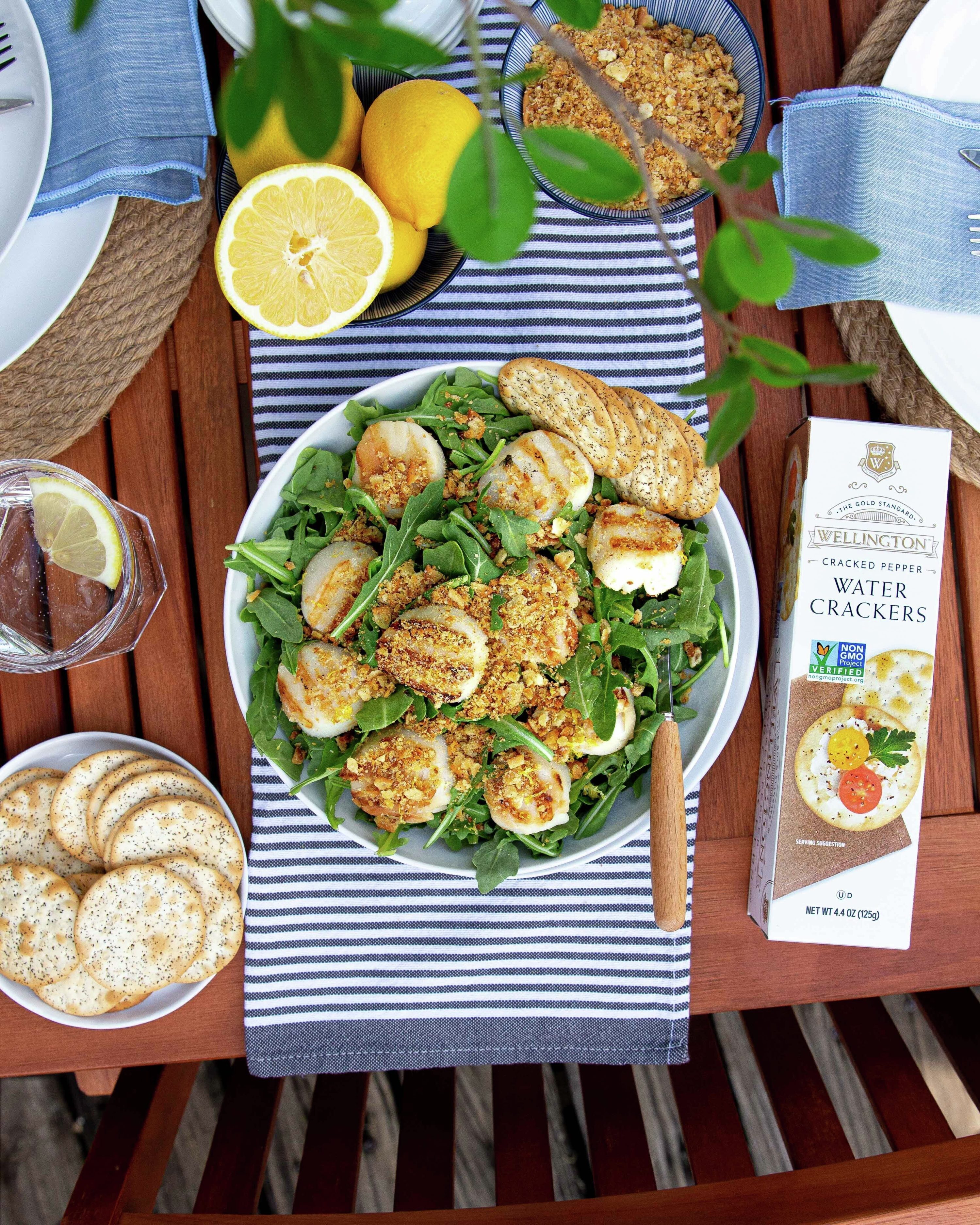 Grilled Scallops with Wellington Cracker Crumbs