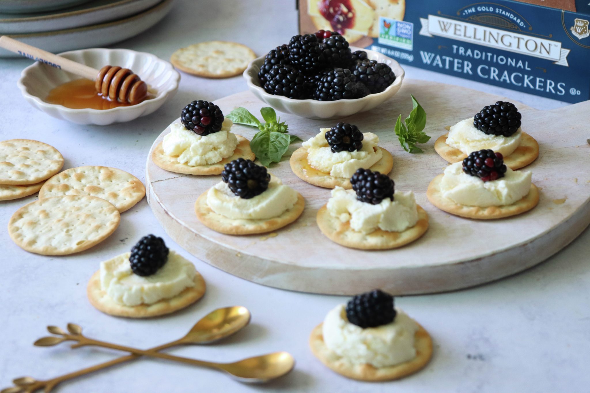 Ricotta and Blackberry Bites | Wellington Crackers
