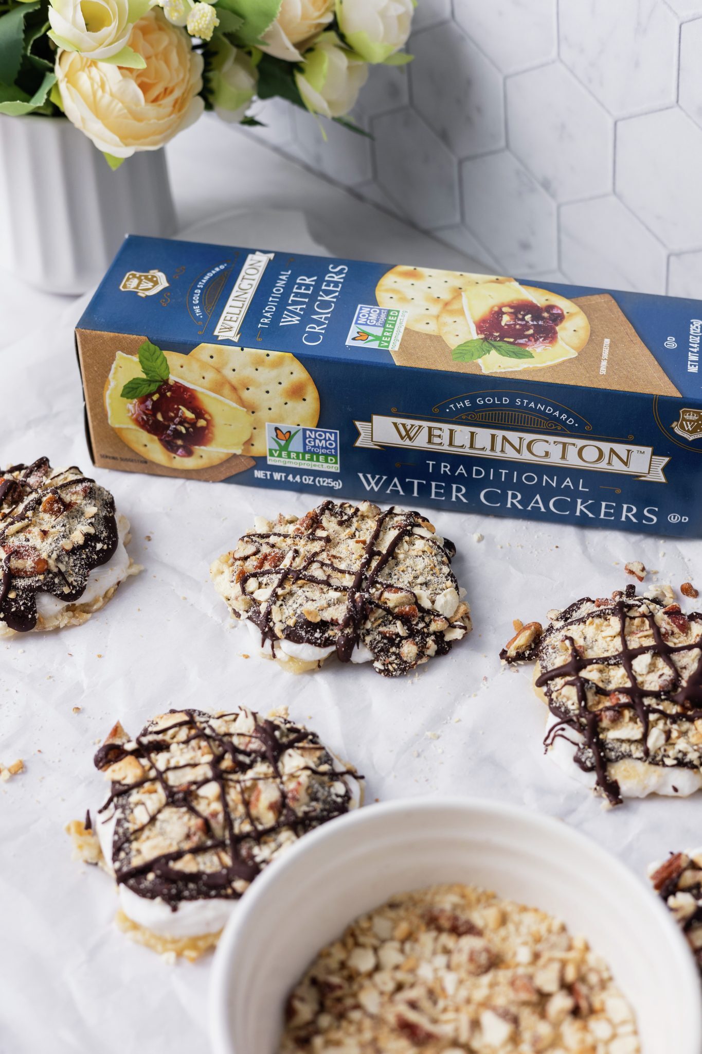 Frozen Banana Yogurt Bark with Crackers | Wellington Crackers